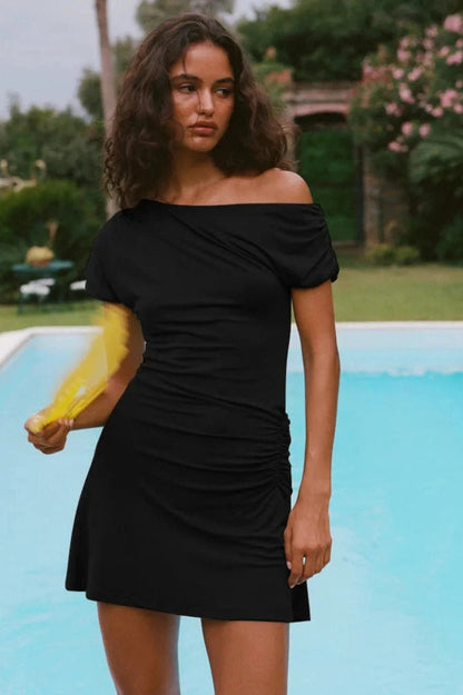 Sleeveless One Shoulder Irregular Slim Mini Dress