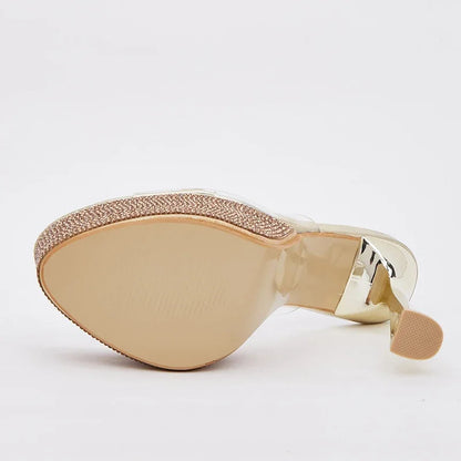 Crystal Pvc Transparent Platform High Heels Slippers Shoes For Summer Fashion