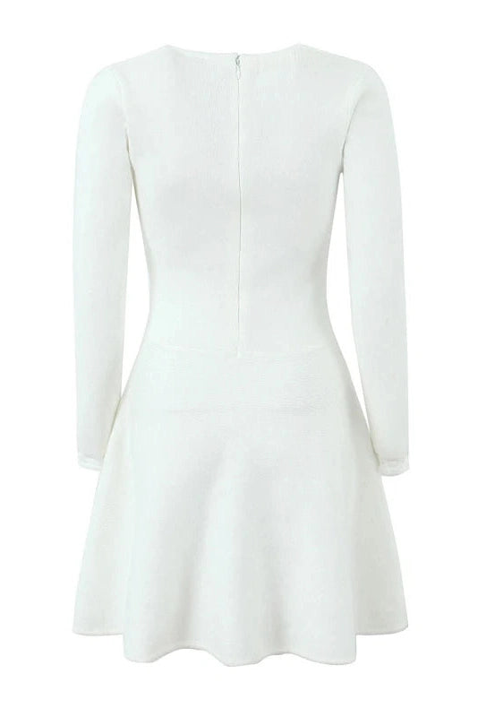 Lace-Up Long Sleeve A-Line Mini Dress