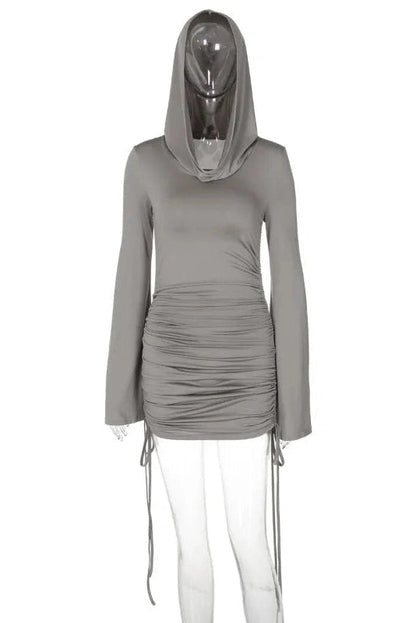 Slim Fit Lace Up Pleated Mini Dress
