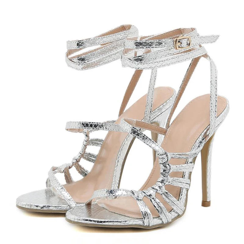 Summer Silver Thin High Heels Sandals For Women