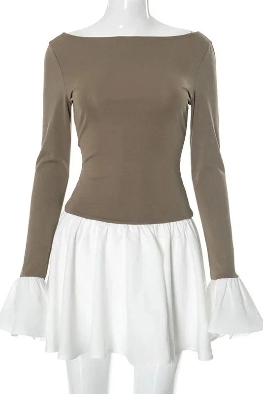 Slim Flare Sleeve Mini Dress