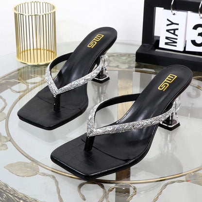 Rhinestone Toe-Clip Stiletto High Heels For Women’s Summer Wear