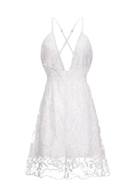 Spaghetti Strap V-Neck Backless Mini Dress