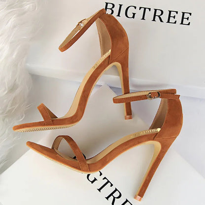 Suede Women Sandals With Stiletto Heels - 11Cm And 8Cm High