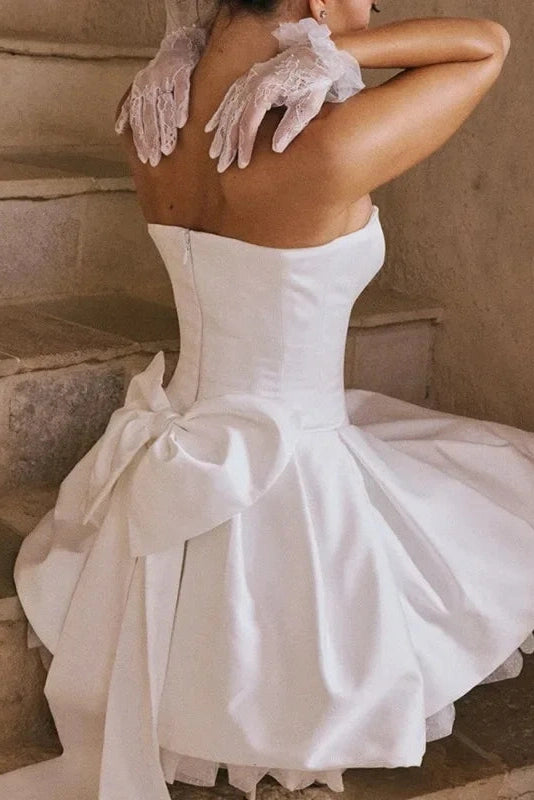 Slim Strapless Sleeveless Pleated Mini Dress