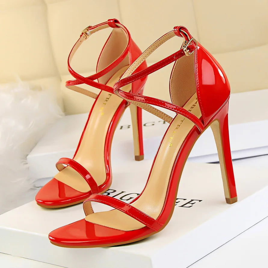 11Cm Super High Heels Patent Leather Women Pumps Sexy Woman
