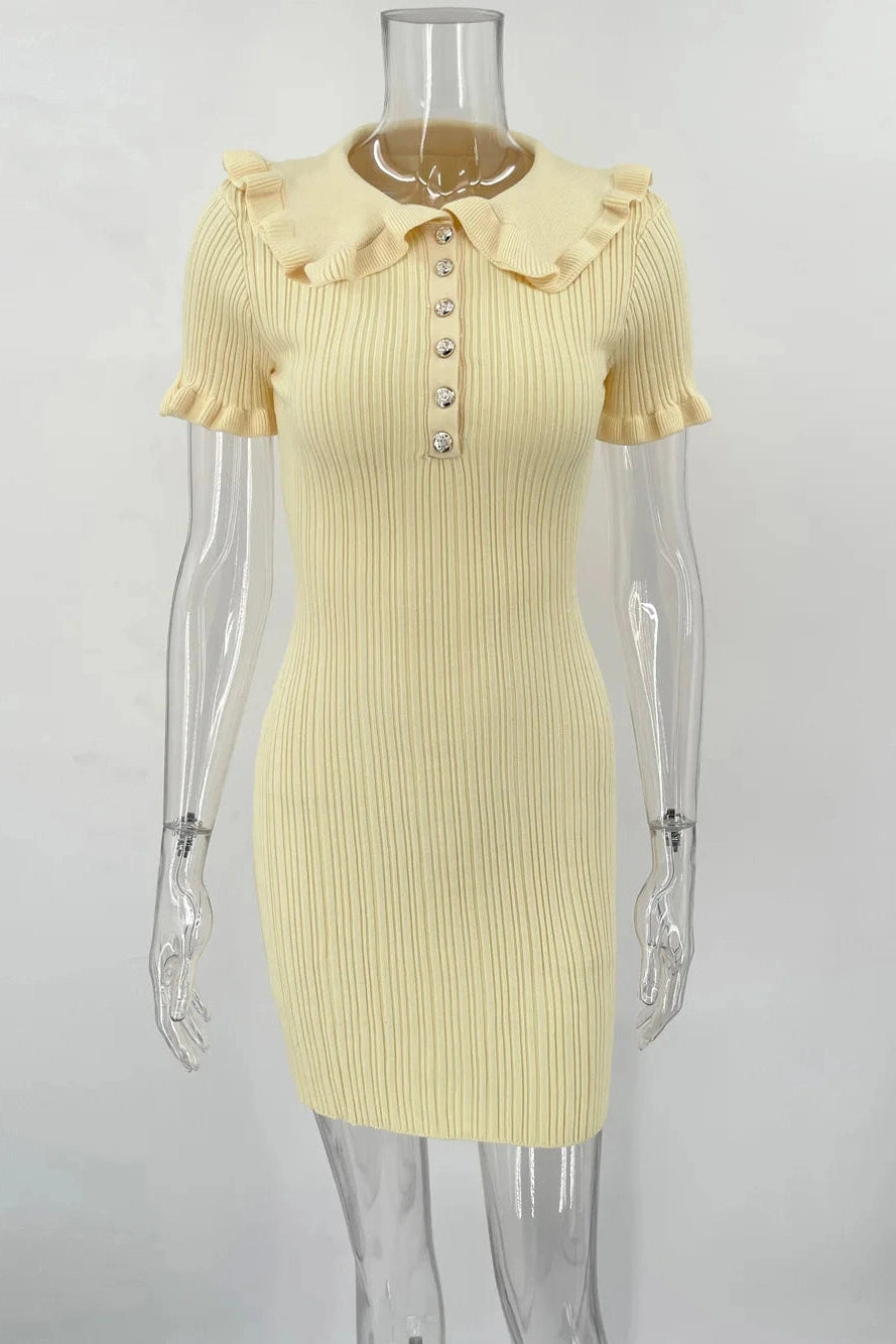 High Waist Short Sleeve Mini Dress
