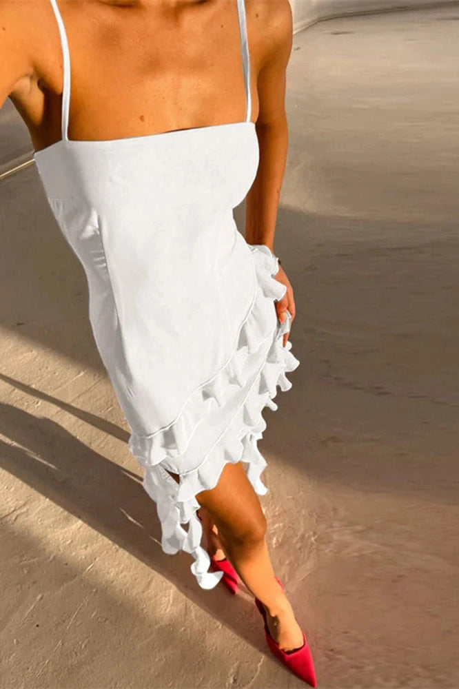 Lace Up Slim Fit Mini Dress With Straps