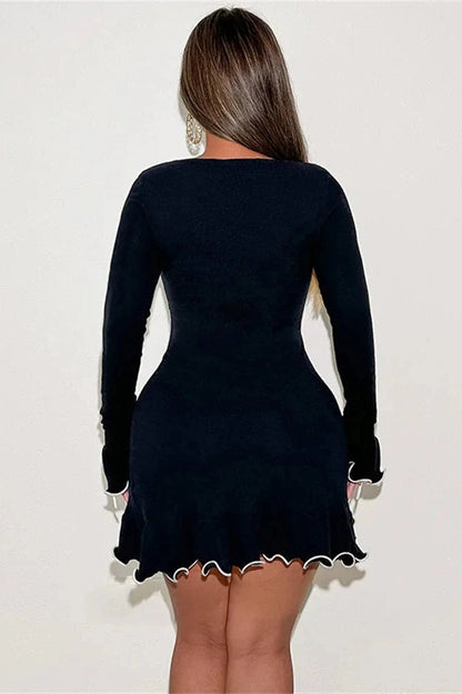 Slim Patchwork High Waist Mini Dress