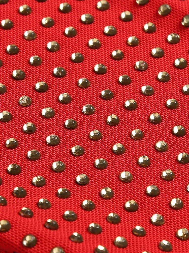 Althea Long Sleeve Mini Dress With Cowl Back Mesh And Rhinestones