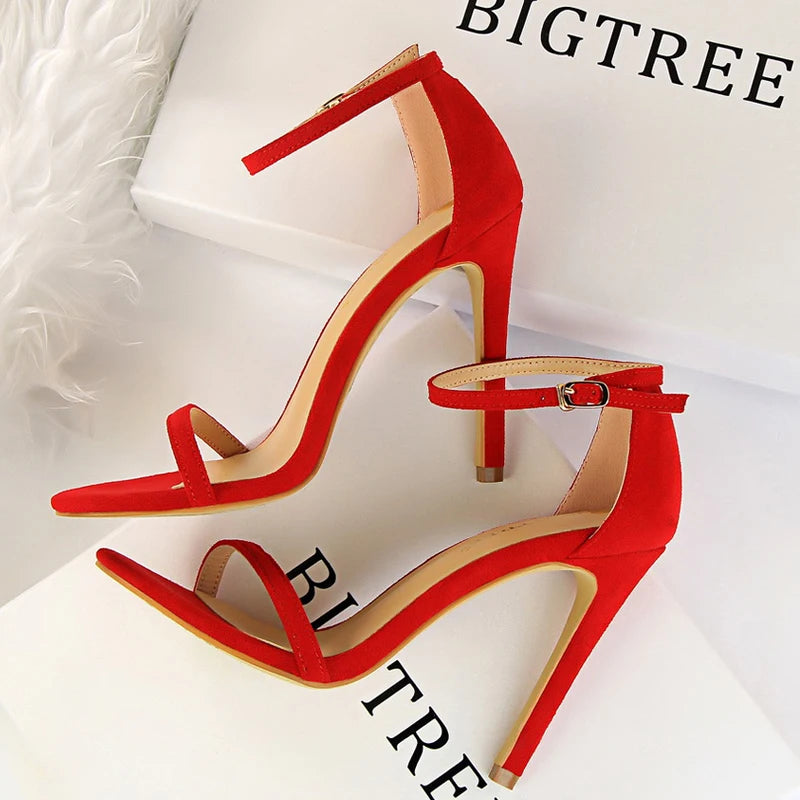 Suede Women Sandals With Stiletto Heels - 11Cm And 8Cm High