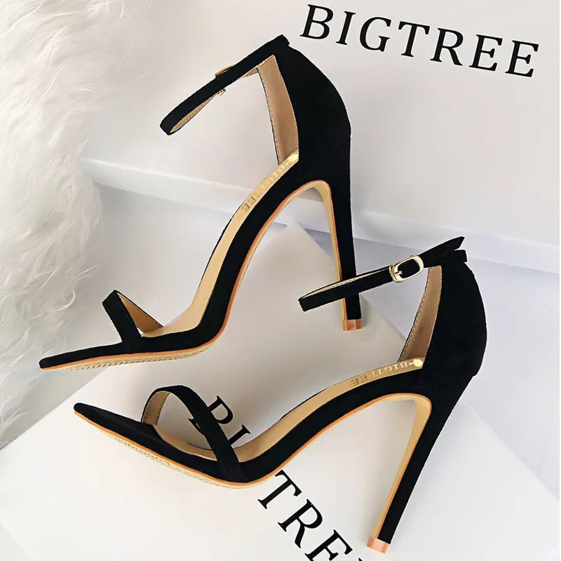 Suede Women Sandals With Stiletto Heels - 11Cm And 8Cm High