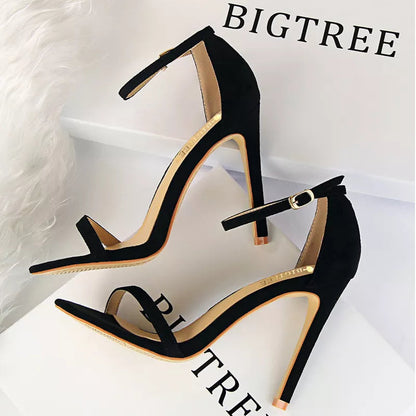 Suede Women Sandals With Stiletto Heels - 11Cm And 8Cm High