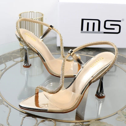Autumn Elegant Rhinestone Pointed Stiletto Heel Sandals