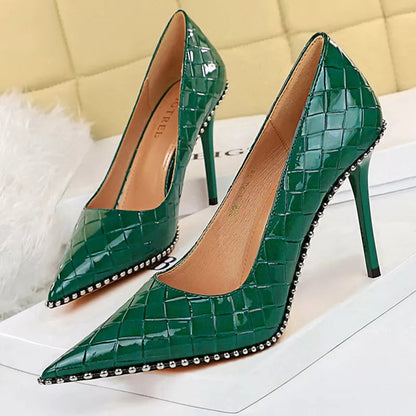 White Patent Leather High Heel Stiletto Pumps For Luxury Parties