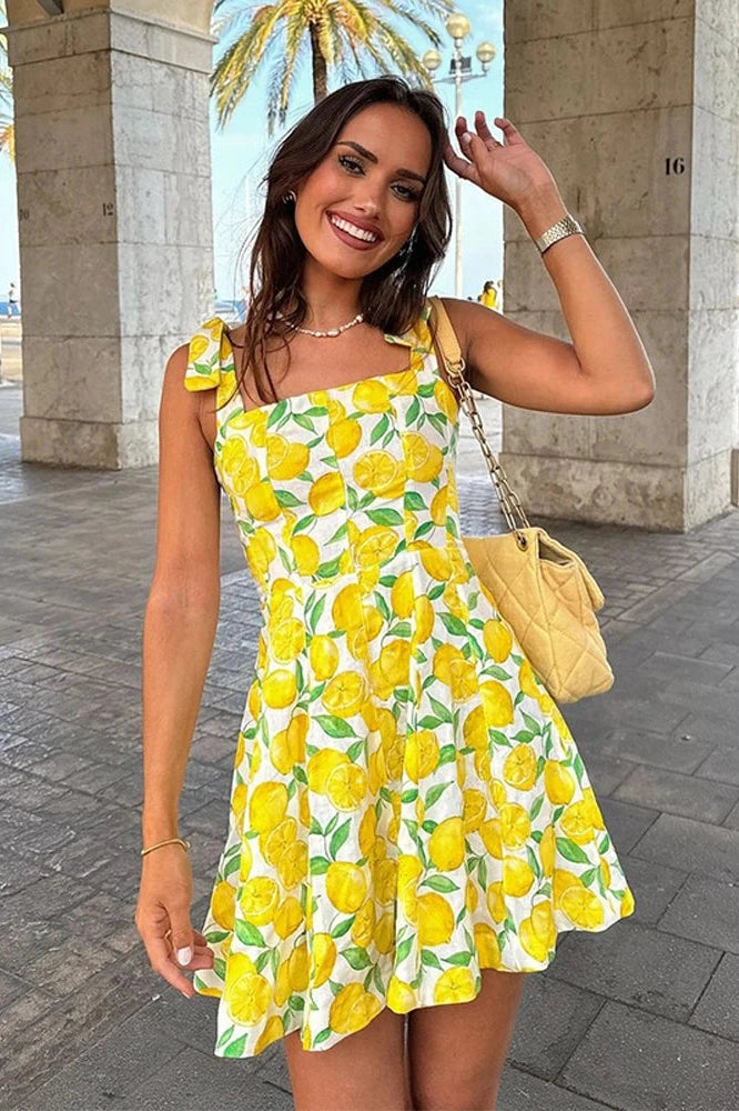 Square Neck Sleeveless Mini Dress