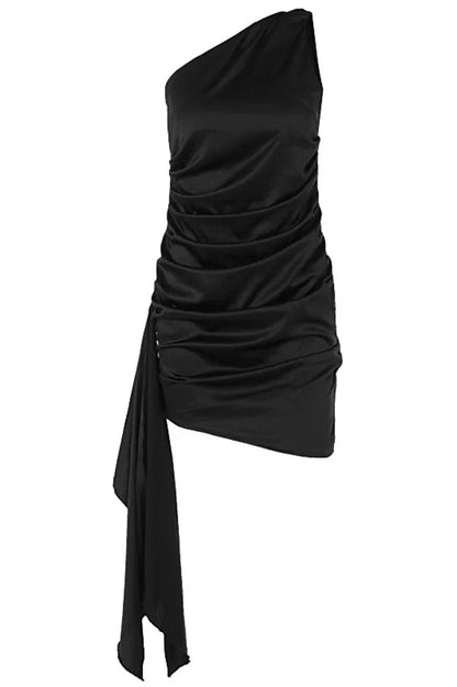 Sleeveless One Shoulder Mini Dress
