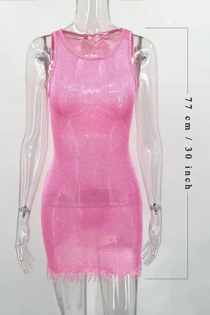 Slim See-Through Sleeveless Mini Dress