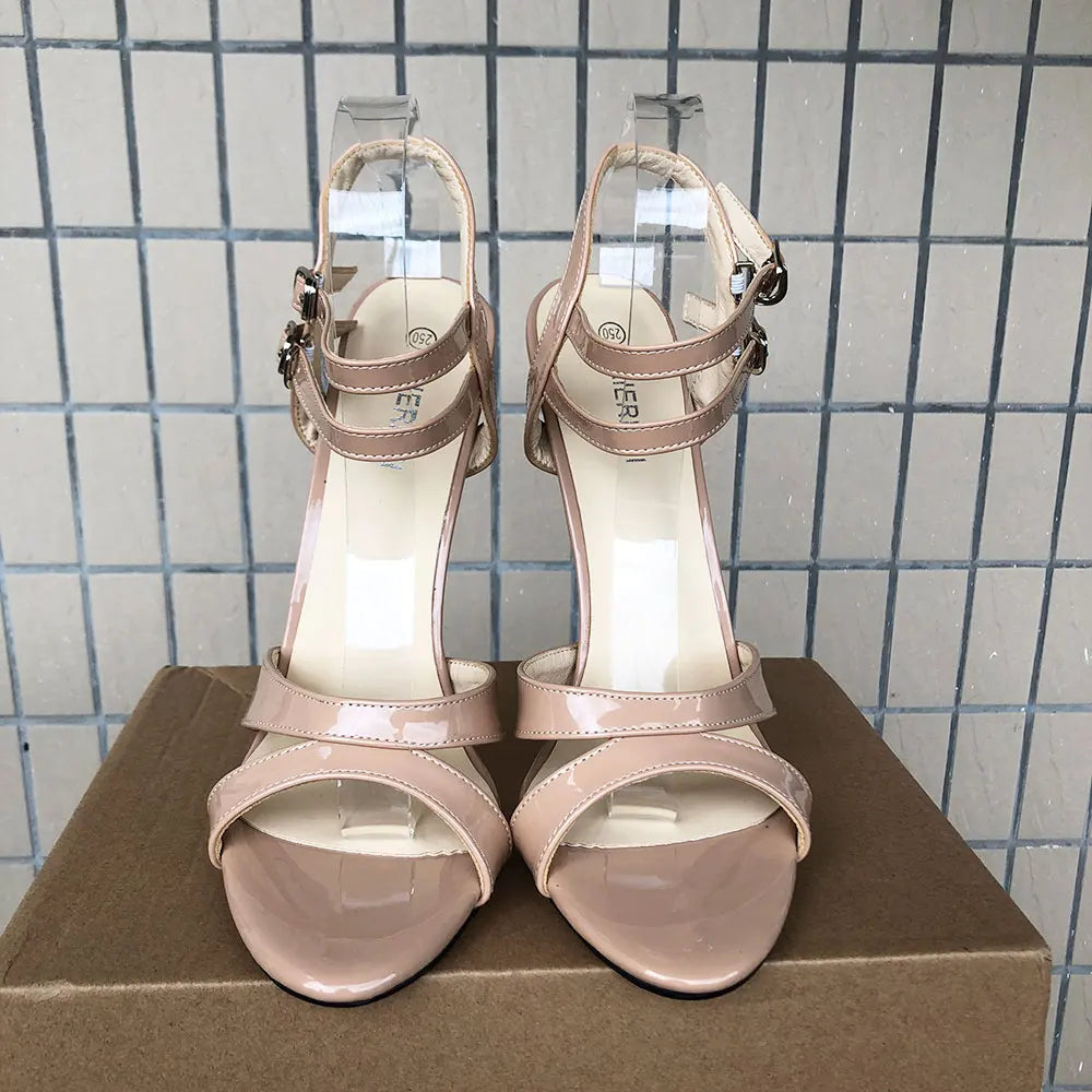 16Cm High Heel Nude Gladiator Sandals Pumps For Women