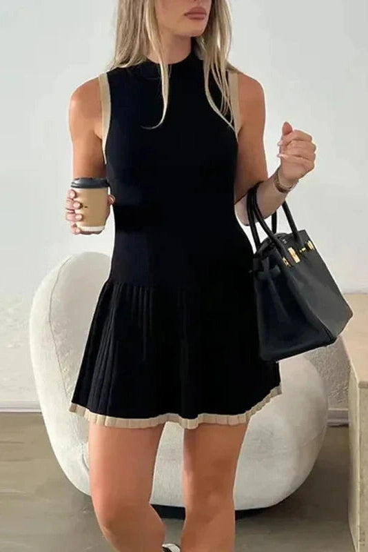 Sleeveless High Waist Mini Dress
