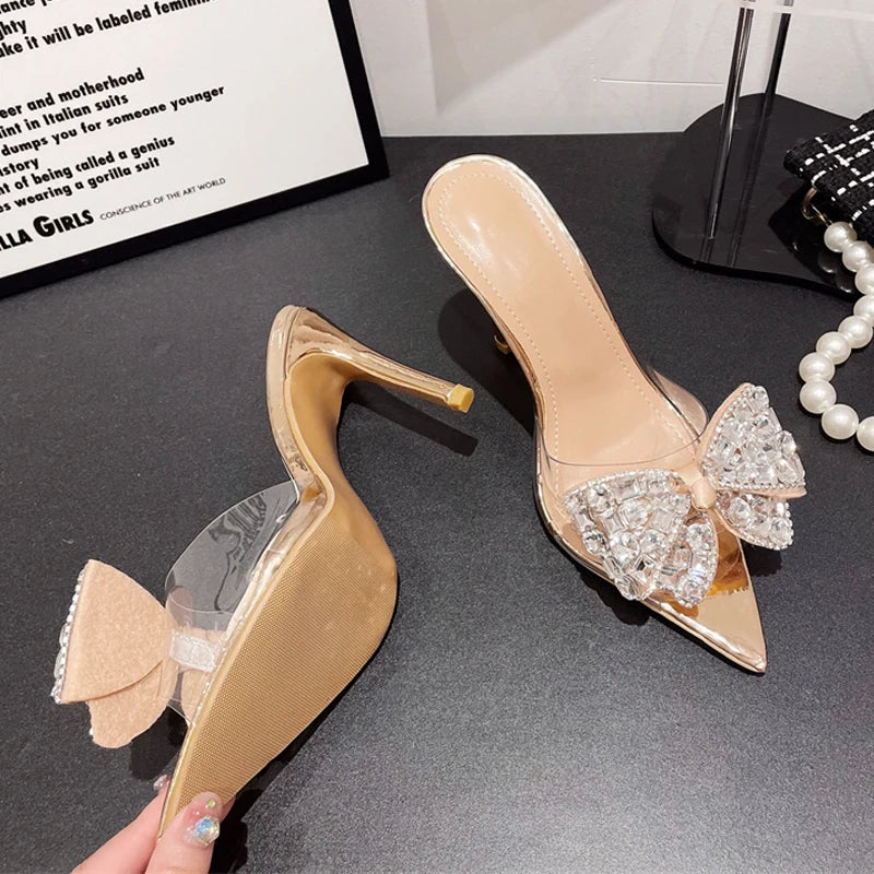 Golden Silver High Heels Slippers For Summer Street Style Women