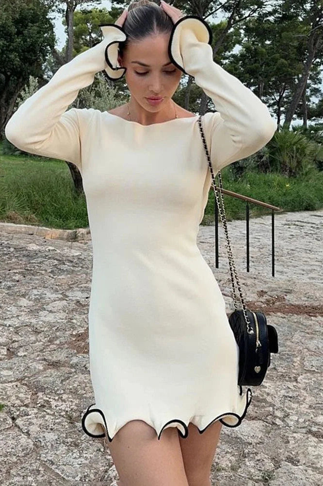 Elegant Slim Fit Long Sleeve Mini Dress