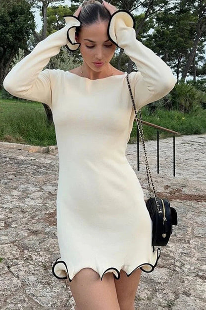 Elegant Slim Fit Long Sleeve Mini Dress
