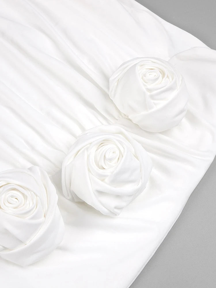 Afare 3D Flower Ruched Set Dress