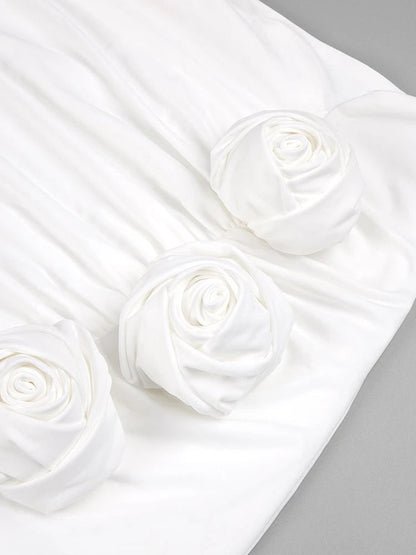 Afare 3D Flower Ruched Set Dress