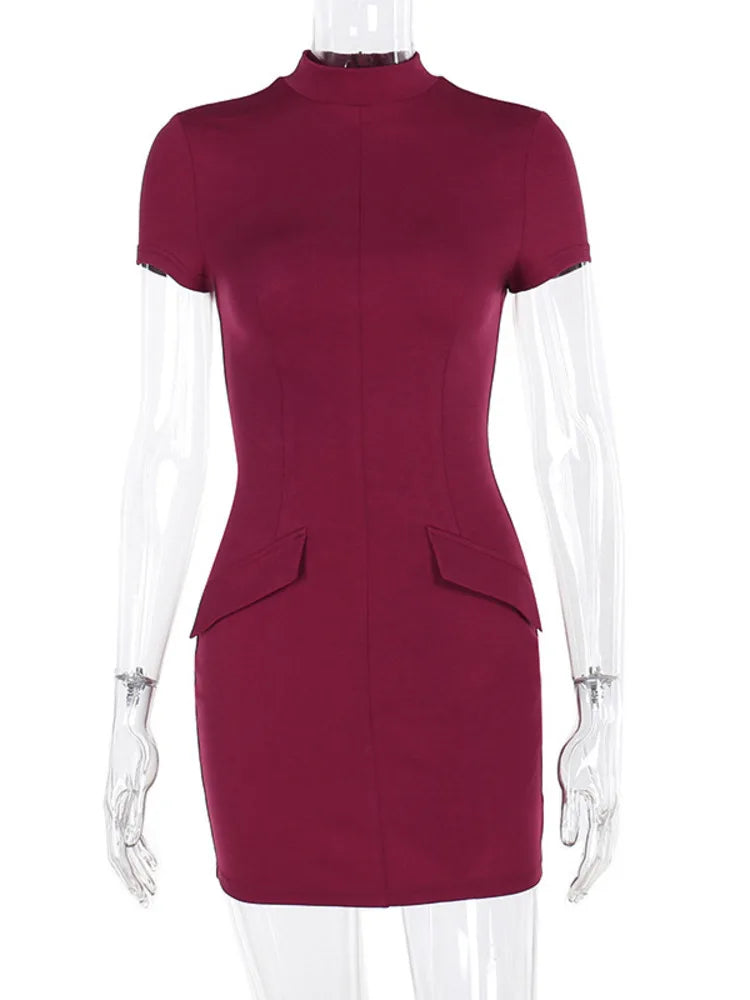 Short Sleeve Mini Dress With Two Pockets