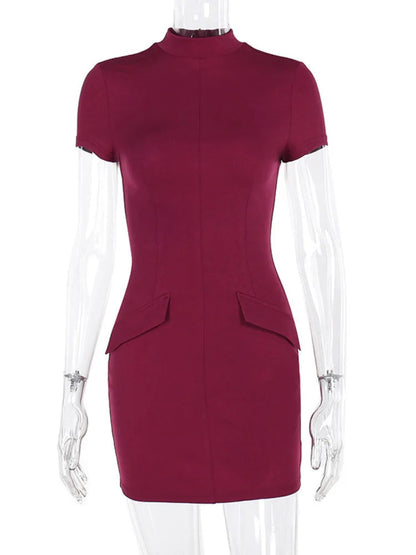 Short Sleeve Mini Dress With Two Pockets