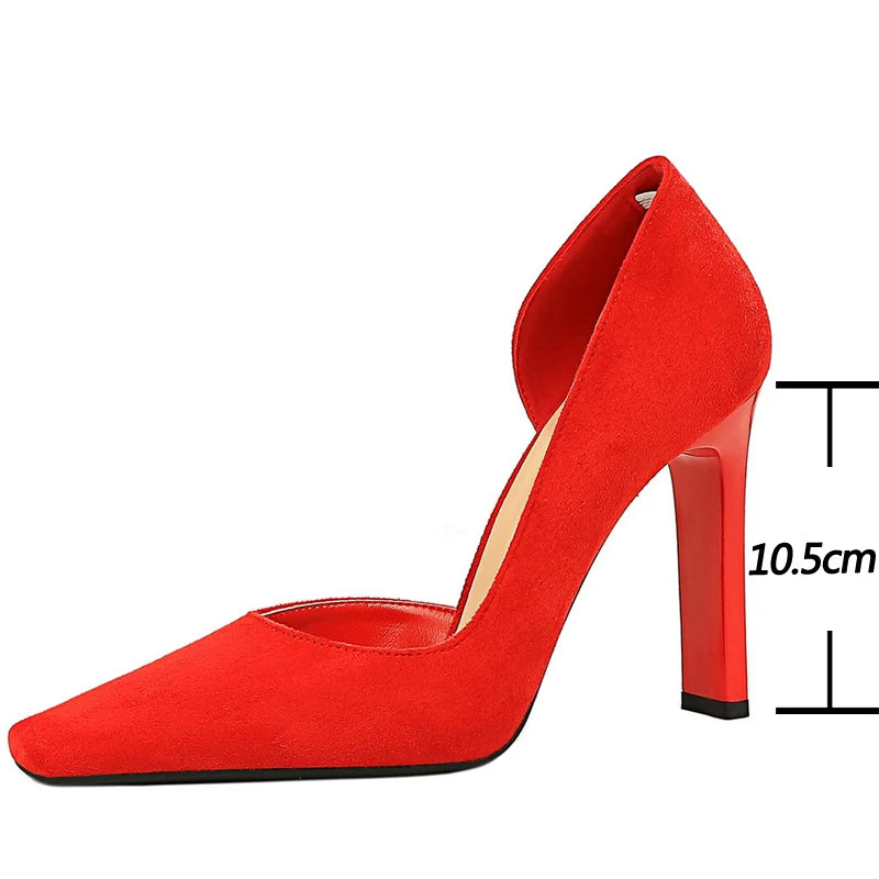 Square Head Women Pumps With 10.5 Cm Block Heels
