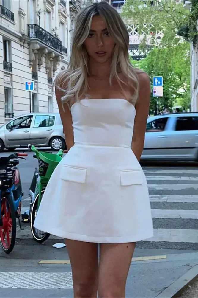 Patchwork Bandeau Mini Dress