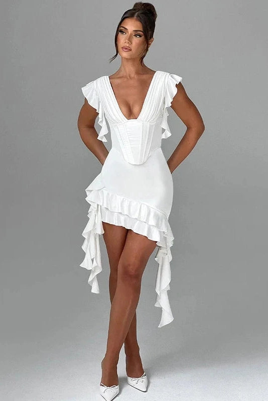 Deep V Neck Backless Sleeveless Bodycon Mini Dress