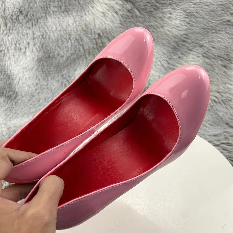 Pink Round Toe High Heel Shoes For Women