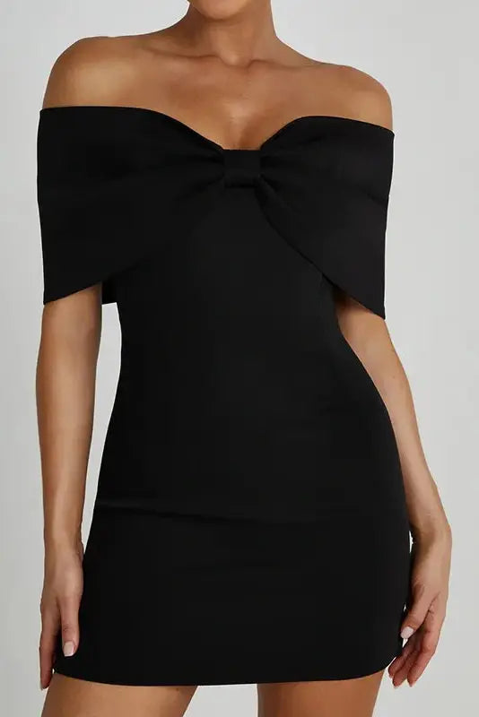 Bow Off-Shoulder Mini Dress