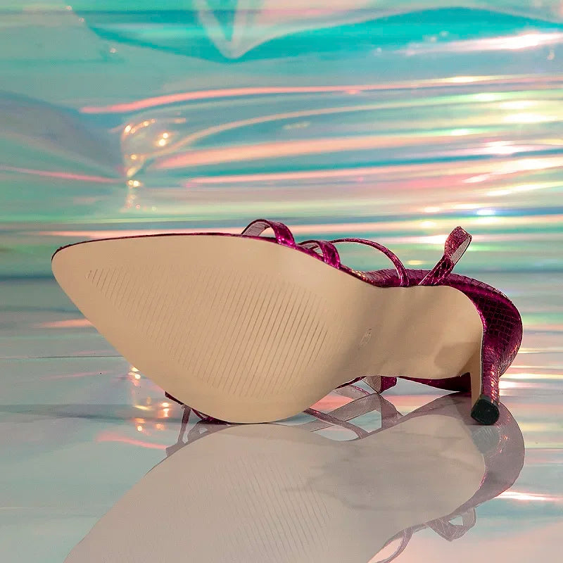 Sunflower Crystal Narrow Band Buckle Strap Women Sandals