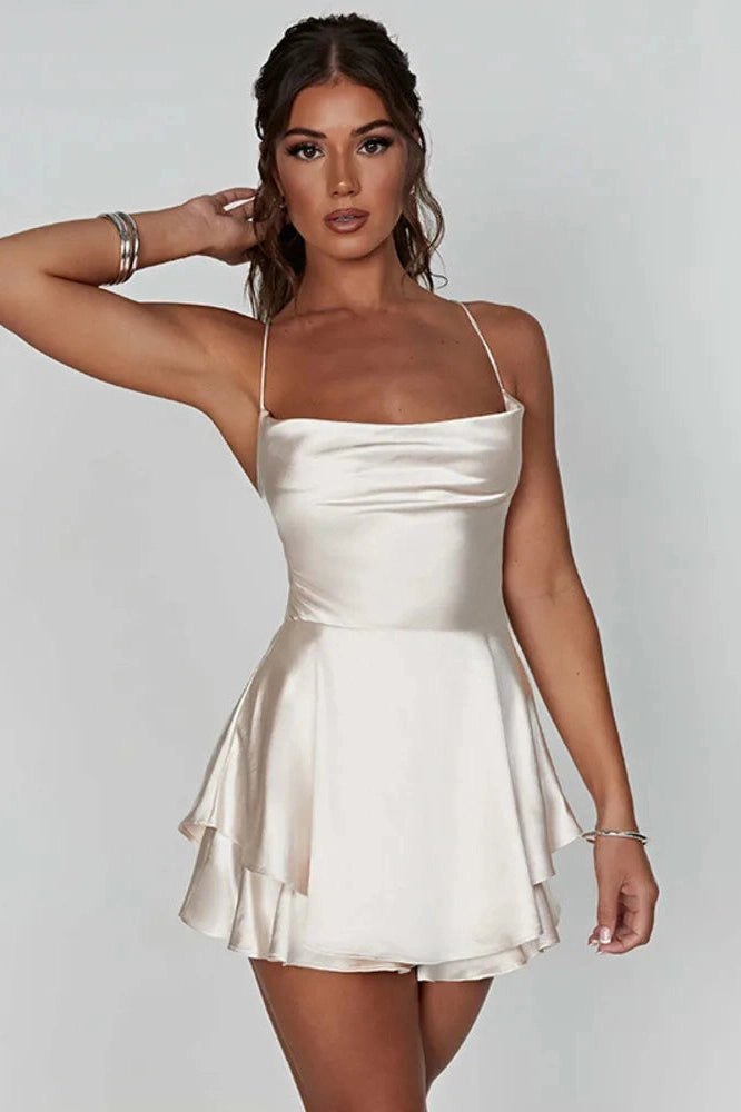 Spaghetti Strap Backless Mini Dress