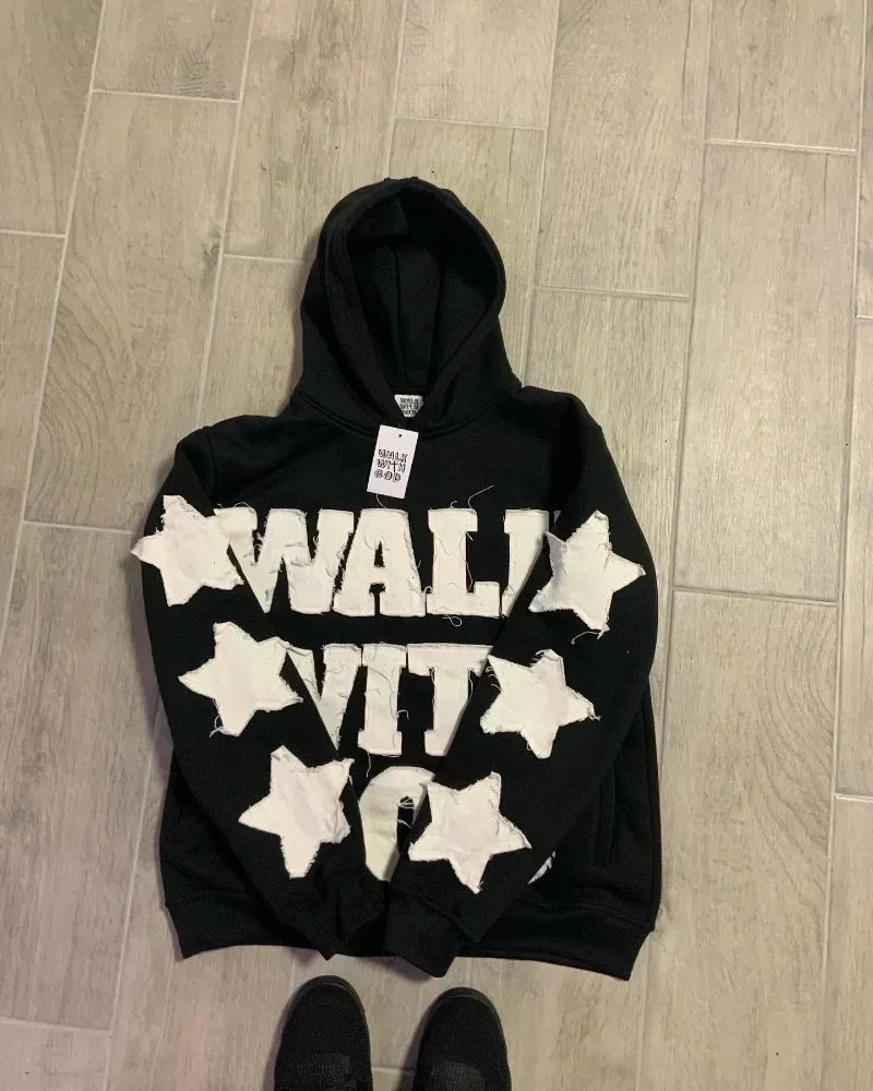 Star Patch Gothic Oversized Hoodie