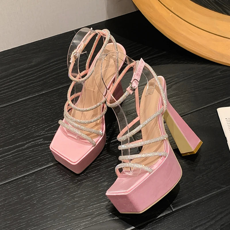 Pink Women Sexy 15Cm Super High Sandals - Heel