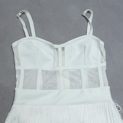 Adeline Bandage Dress With Mesh And Tassels