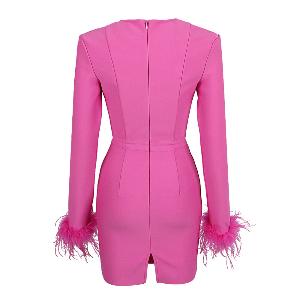 Candace Long Sleeve Feather Dress