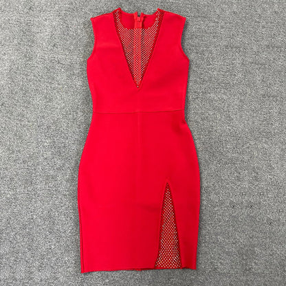 Elegant Dubai Bandage Dress With Sparkling Rhinestone Details