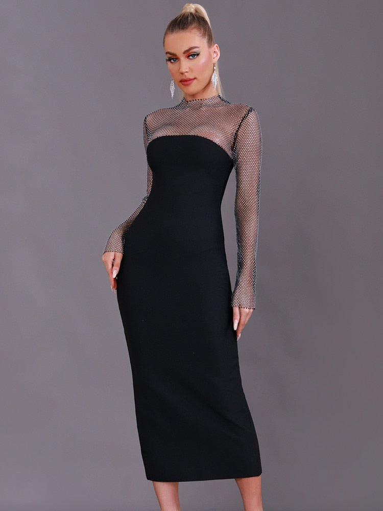 Elena Rhinestone Bandage Dress