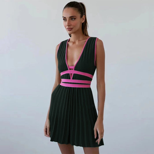 Fleur Pleated Knit Mini Dress - SunsetFashionLA