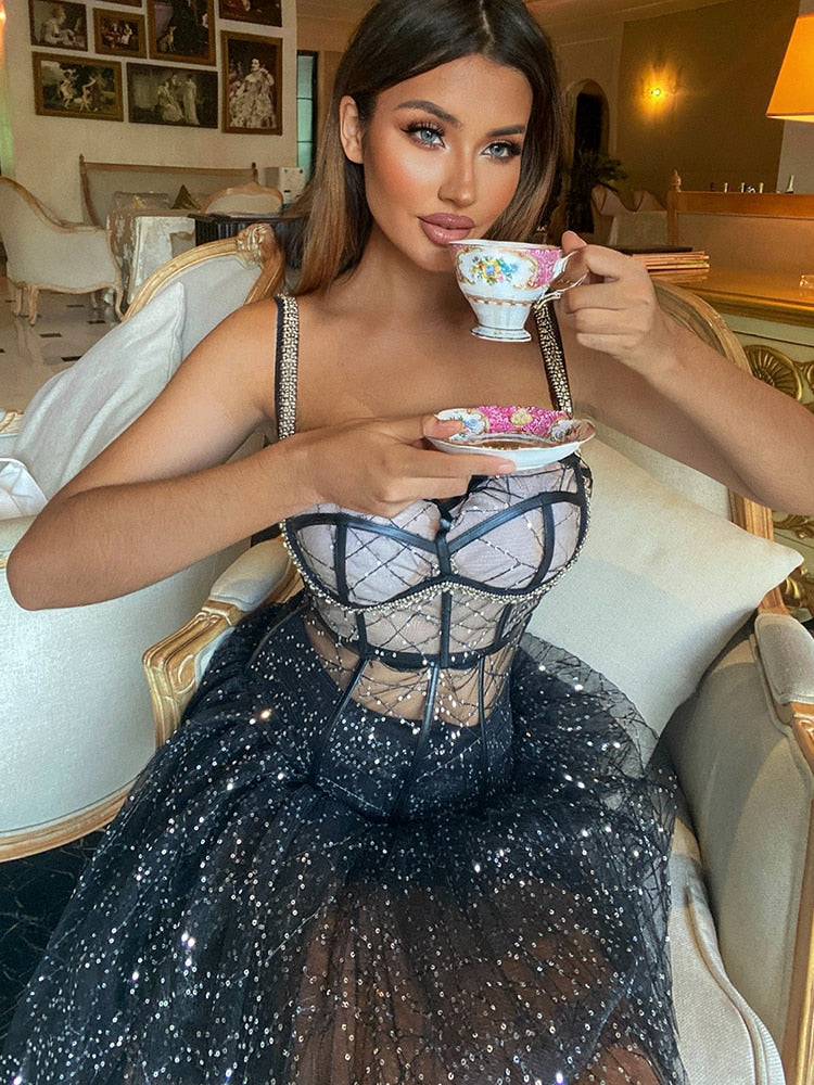 Ivanna Sequin Rhinestone Dress Set