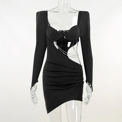 Mary Rhinestone Chain Cut Out Dress