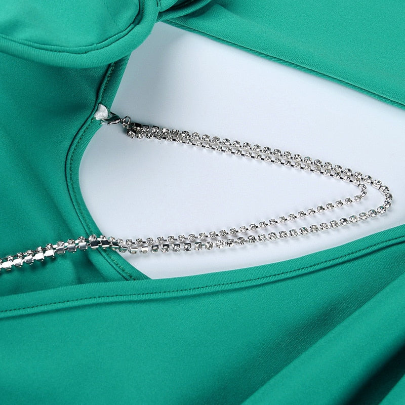 Mary Rhinestone Chain Cut Out Dress