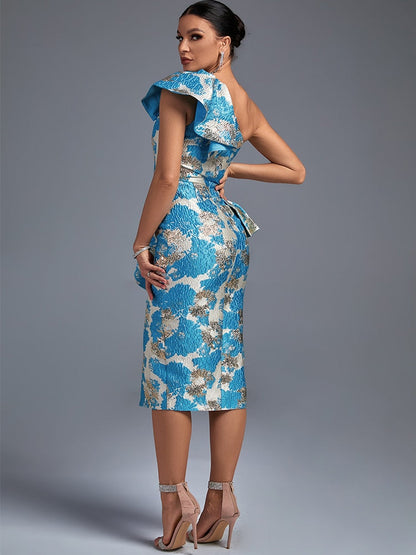 Novalie One Shoulder Ruffle Dress